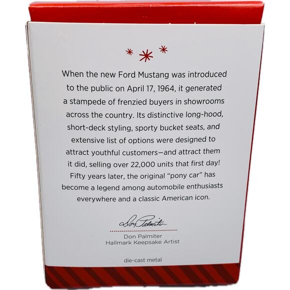 Hallmark 1965 FORD MUSTANG 50th Anniversary Keepsake Ornament 2014 - Picture 10 of 12